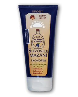 Slivovicové mazání s konopím,valašskou slivovicí,kaštanem a kostivalem 200 ml